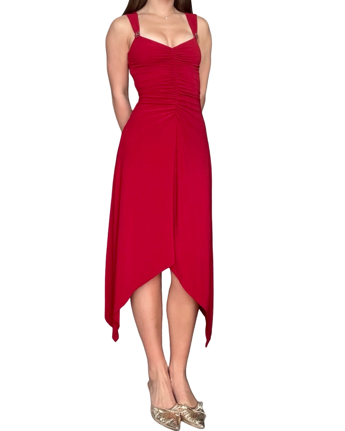 Shelli Segal 00's Ruched Dress | Size XS