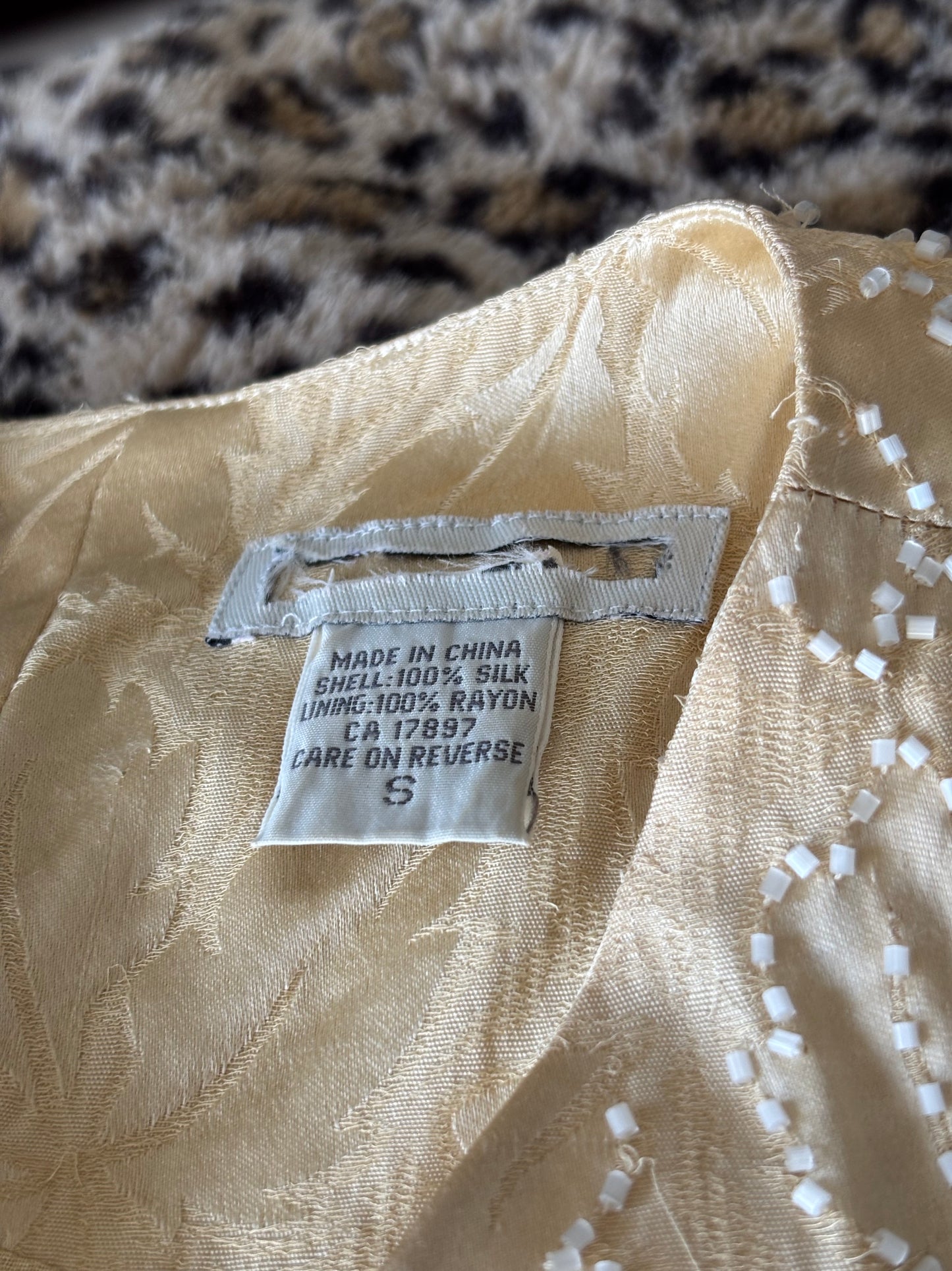 Beaded 90's 100% Silk Top | Size S