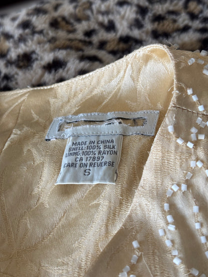 Beaded 90's 100% Silk Top | Size S