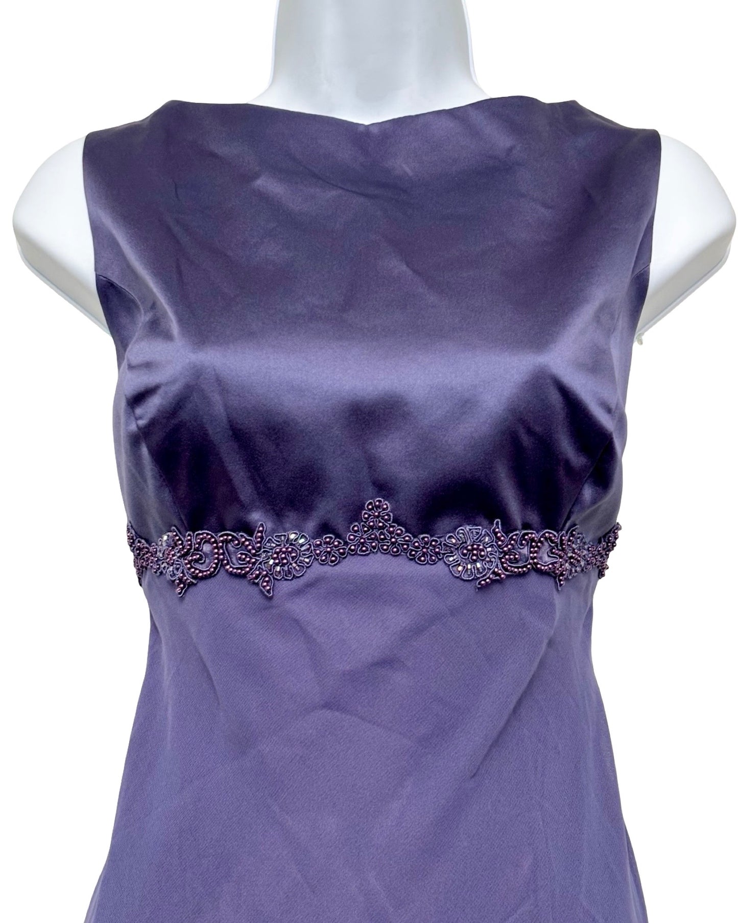 Purple 90's Embellished Mesh Gown | Size 9/10