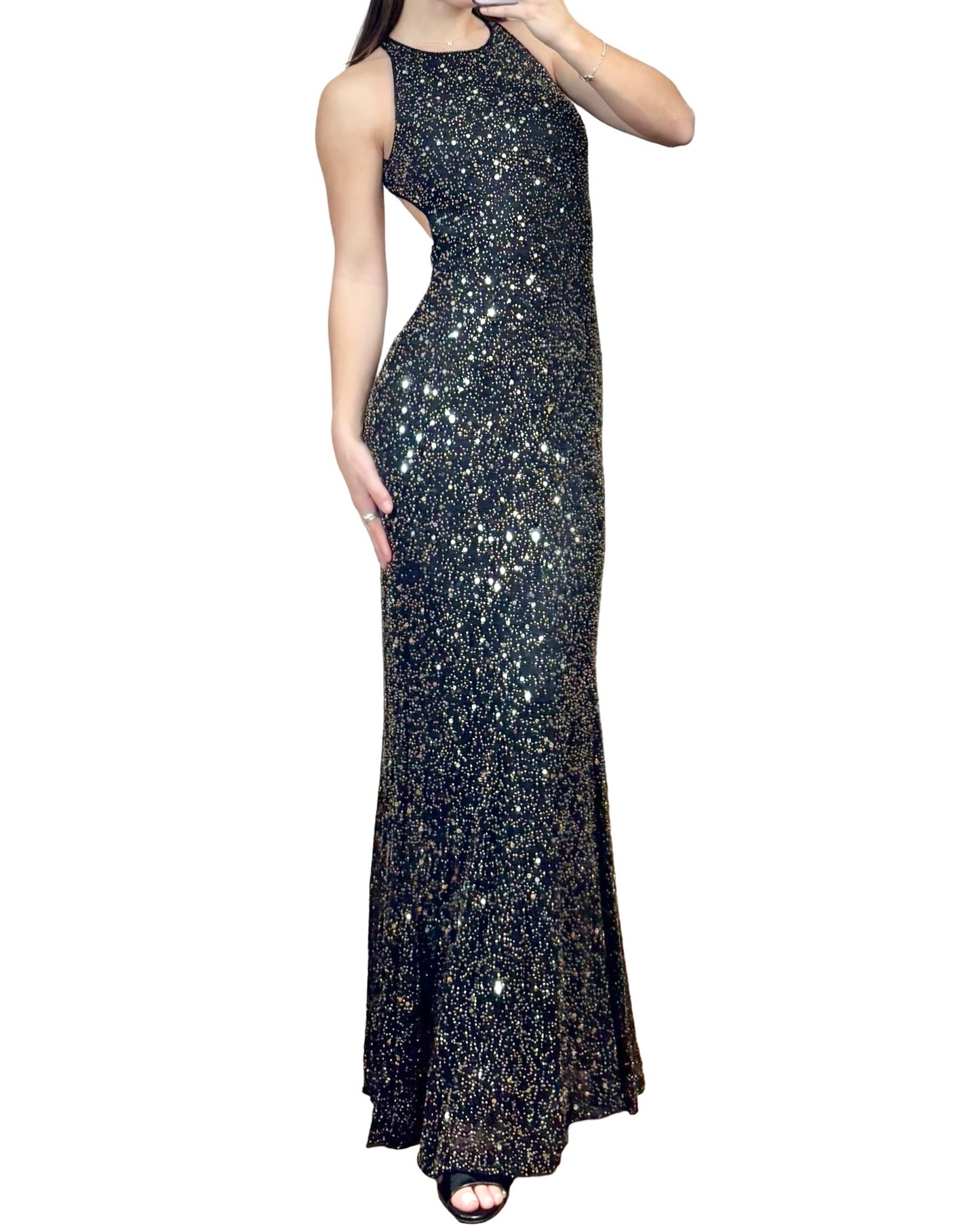 Scala 90's Silk Beaded Gown | Size S