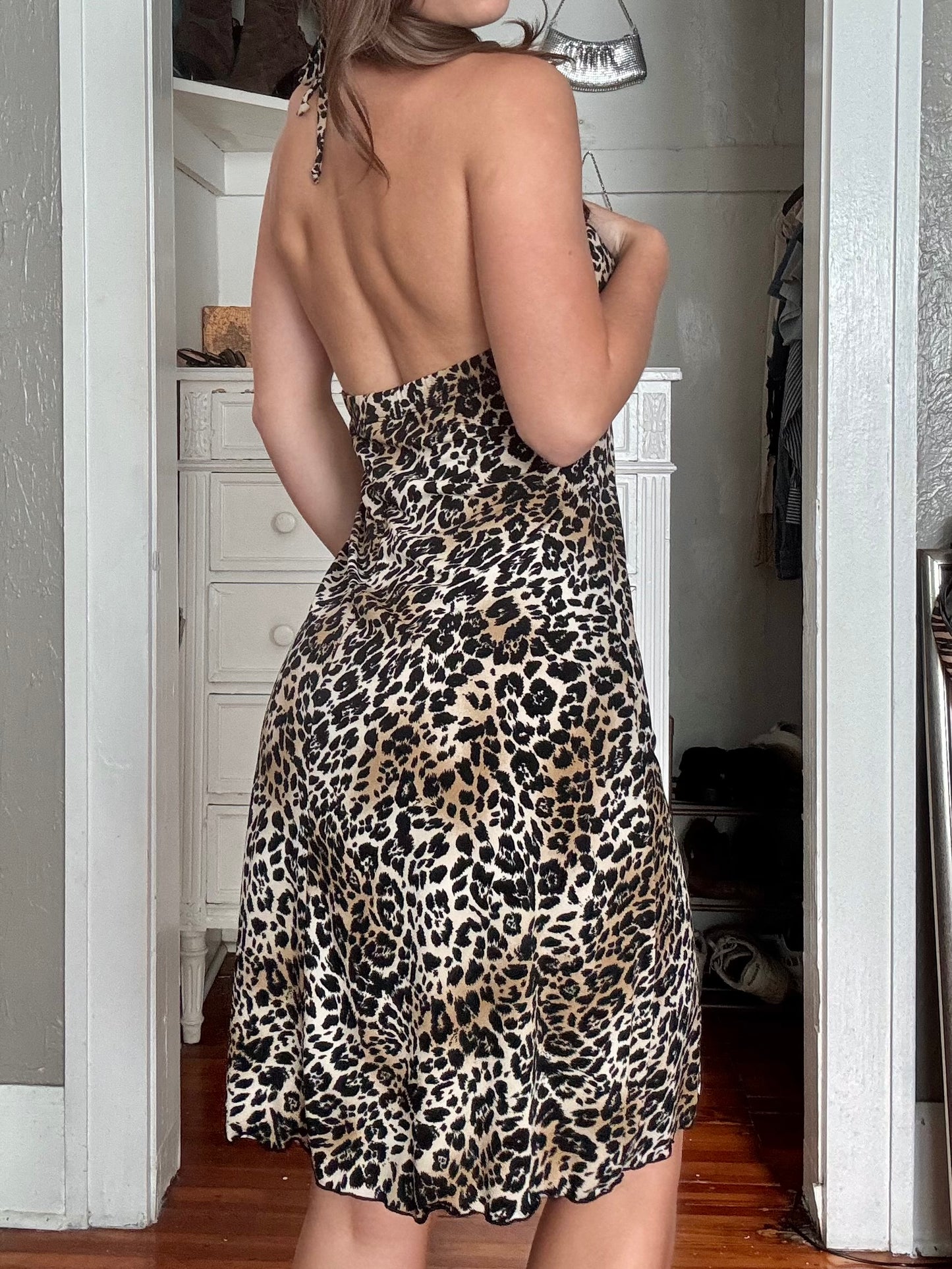 Beaded 00's Halter Dress | Size L