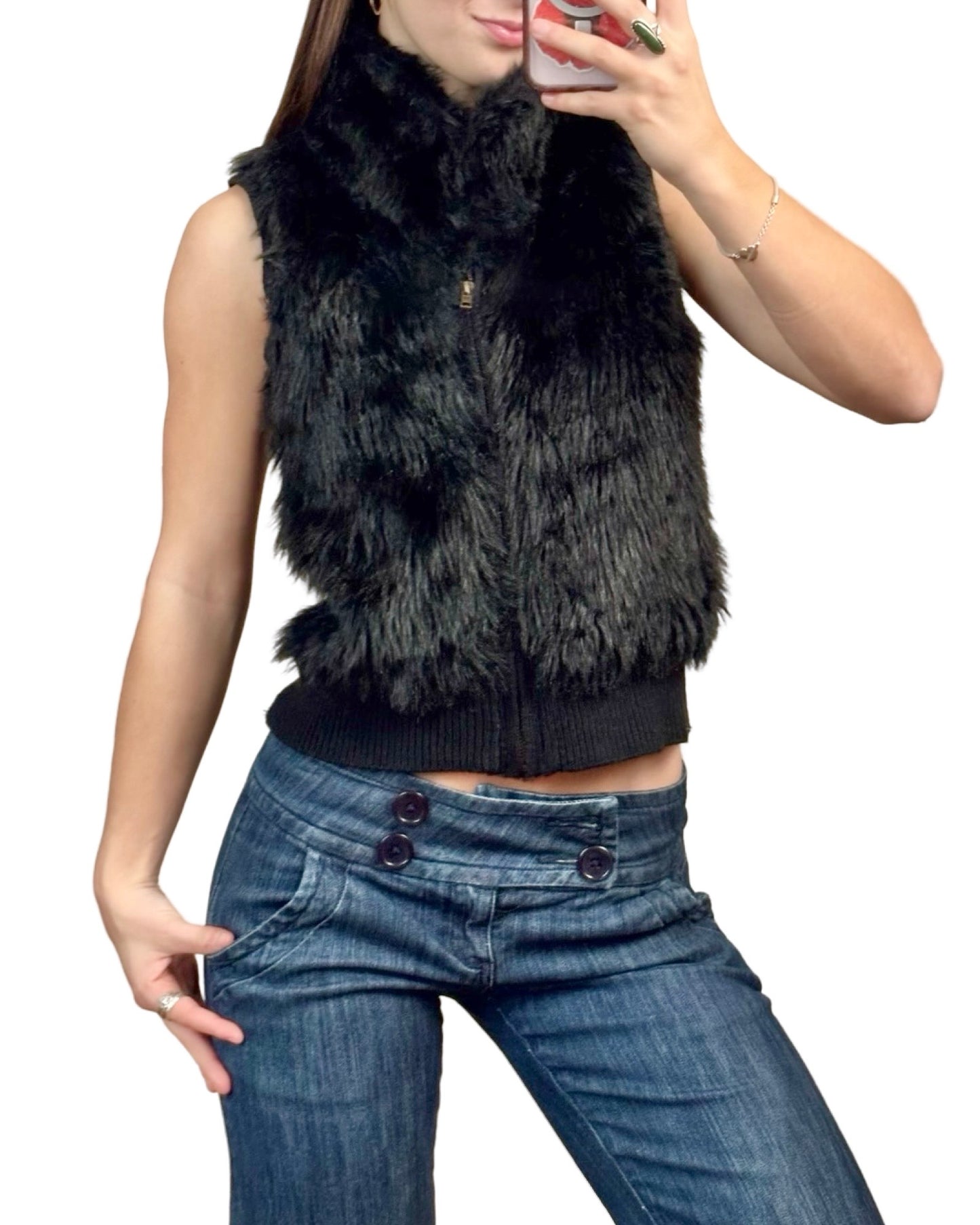 Arizona 00's Faux Fur Vest | Size M