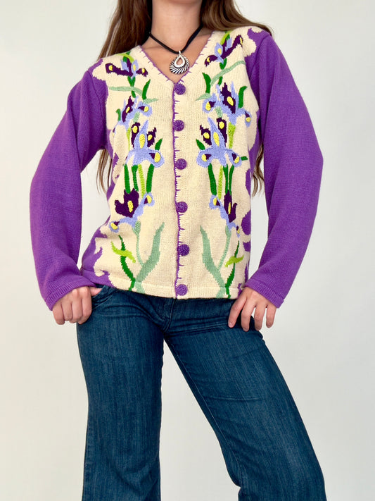 Purple Floral Sweater
