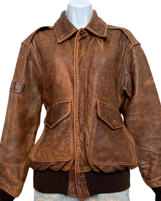 Branded 90's Leather Racing Jacket | Size S