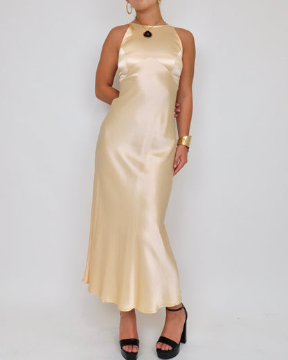 Vintage Cream Open Back Gown | Size 2