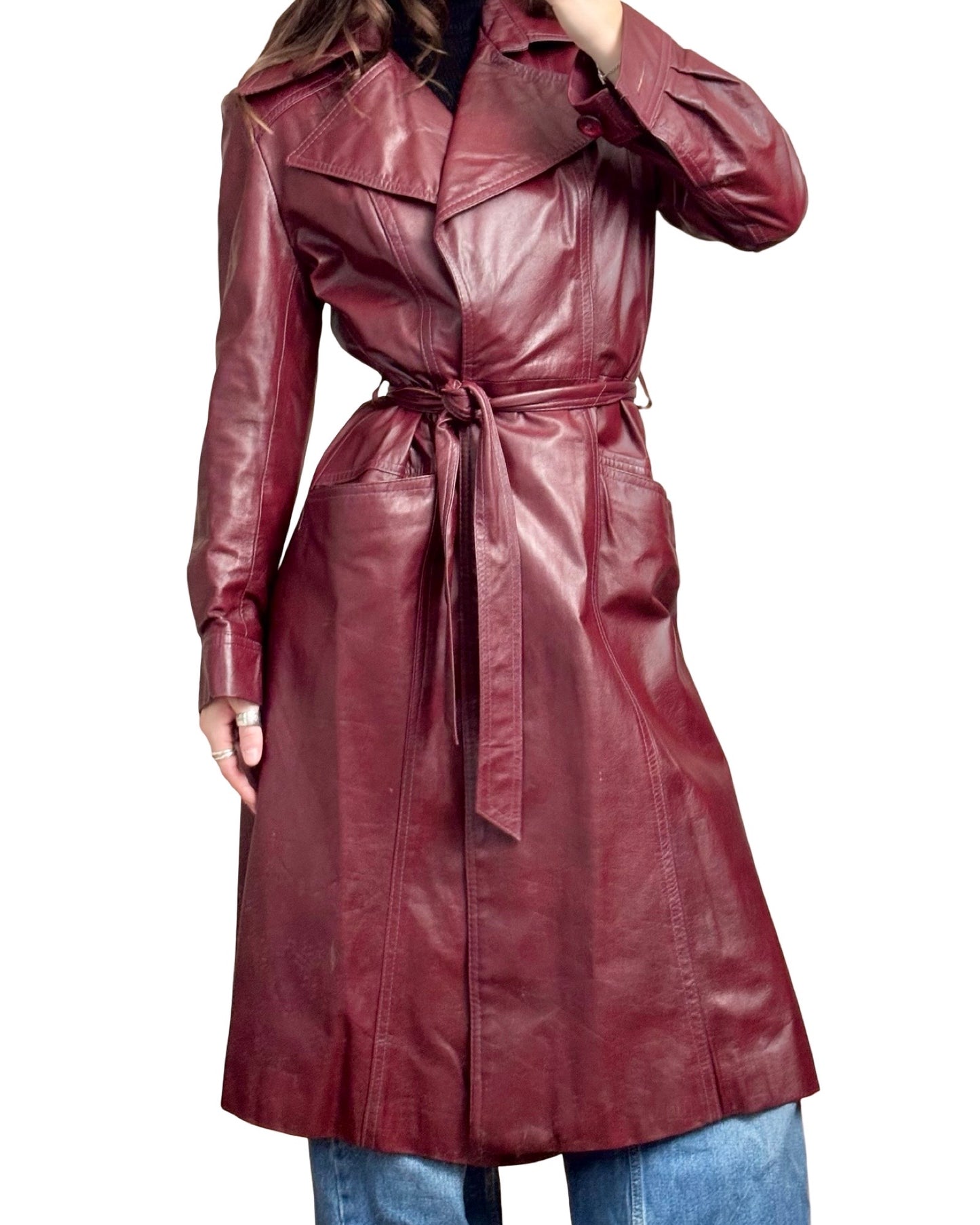 David Black 90's Leather Trench | Size M