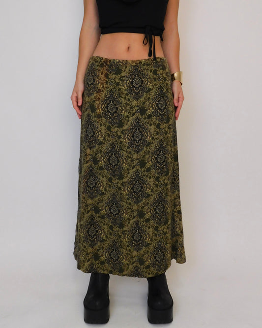 Green Printed Maxi Skirt | Size 10