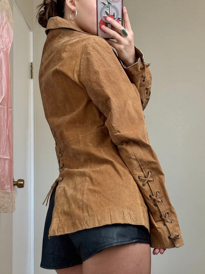 Lace up 00’s Leather Jacket | Size XL