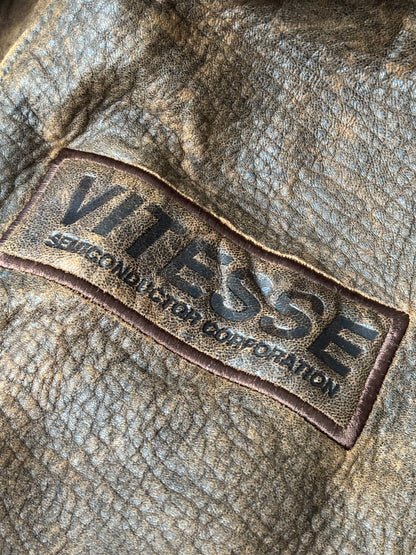 Branded 90's Leather Racing Jacket | Size S