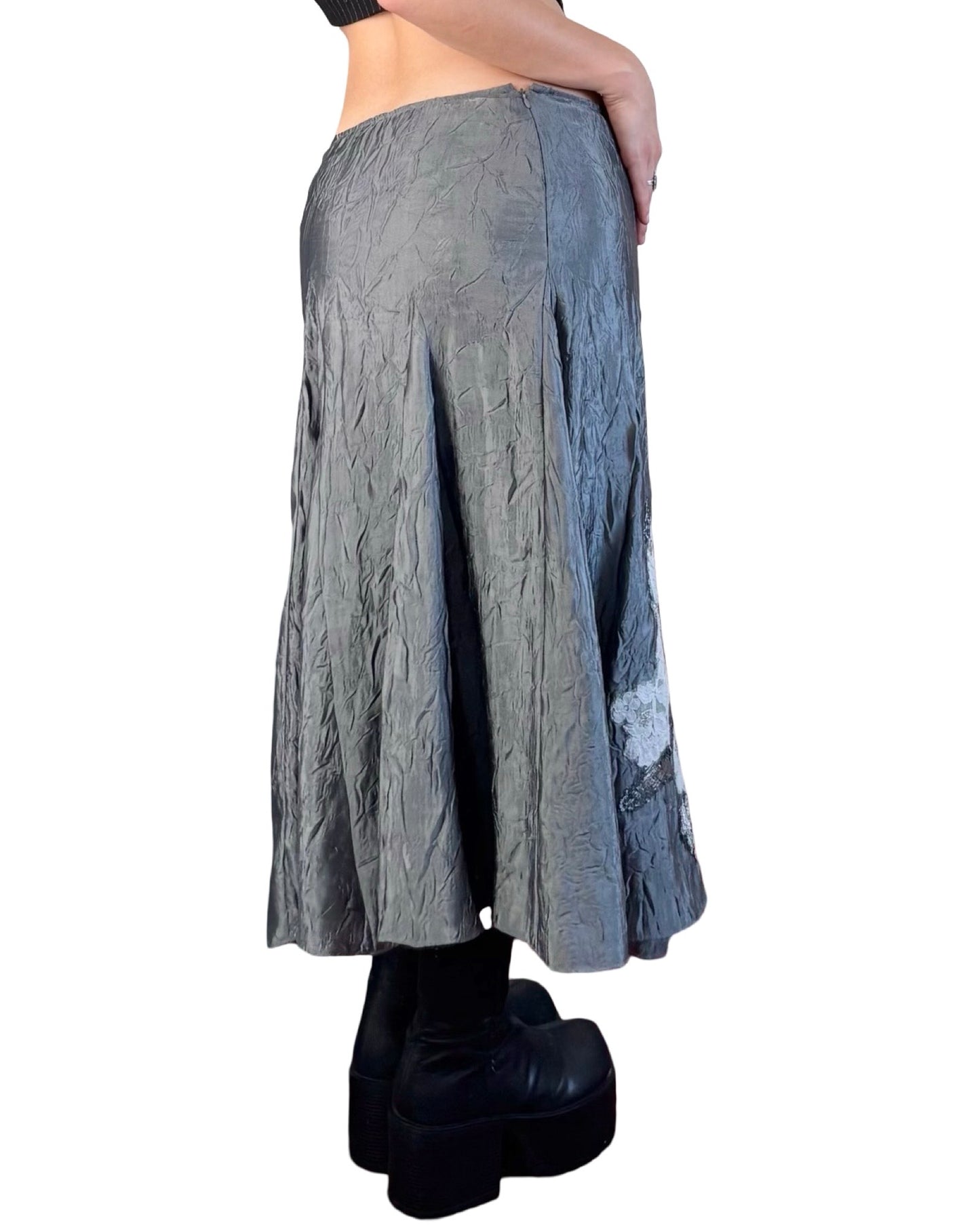 Intaitions 00's Silver Maxi Skirt | Size 30" Waist