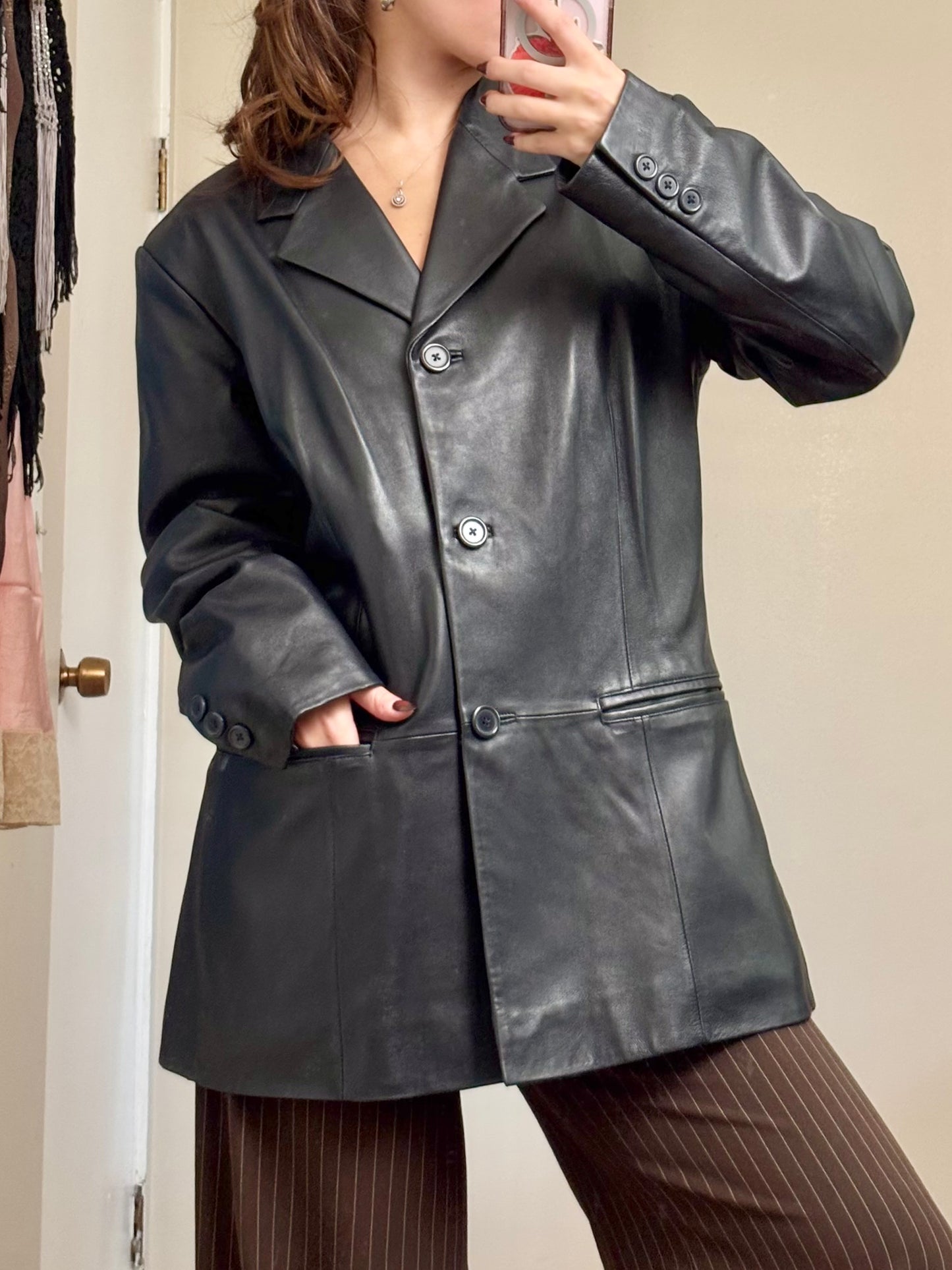 Preston & York 90's Leather Blazer | Size L