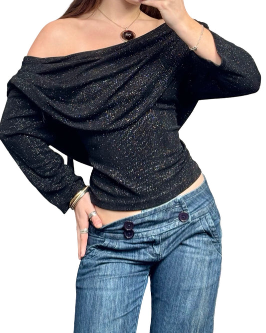 MSK 90's Shimmer Draped Top | Size L