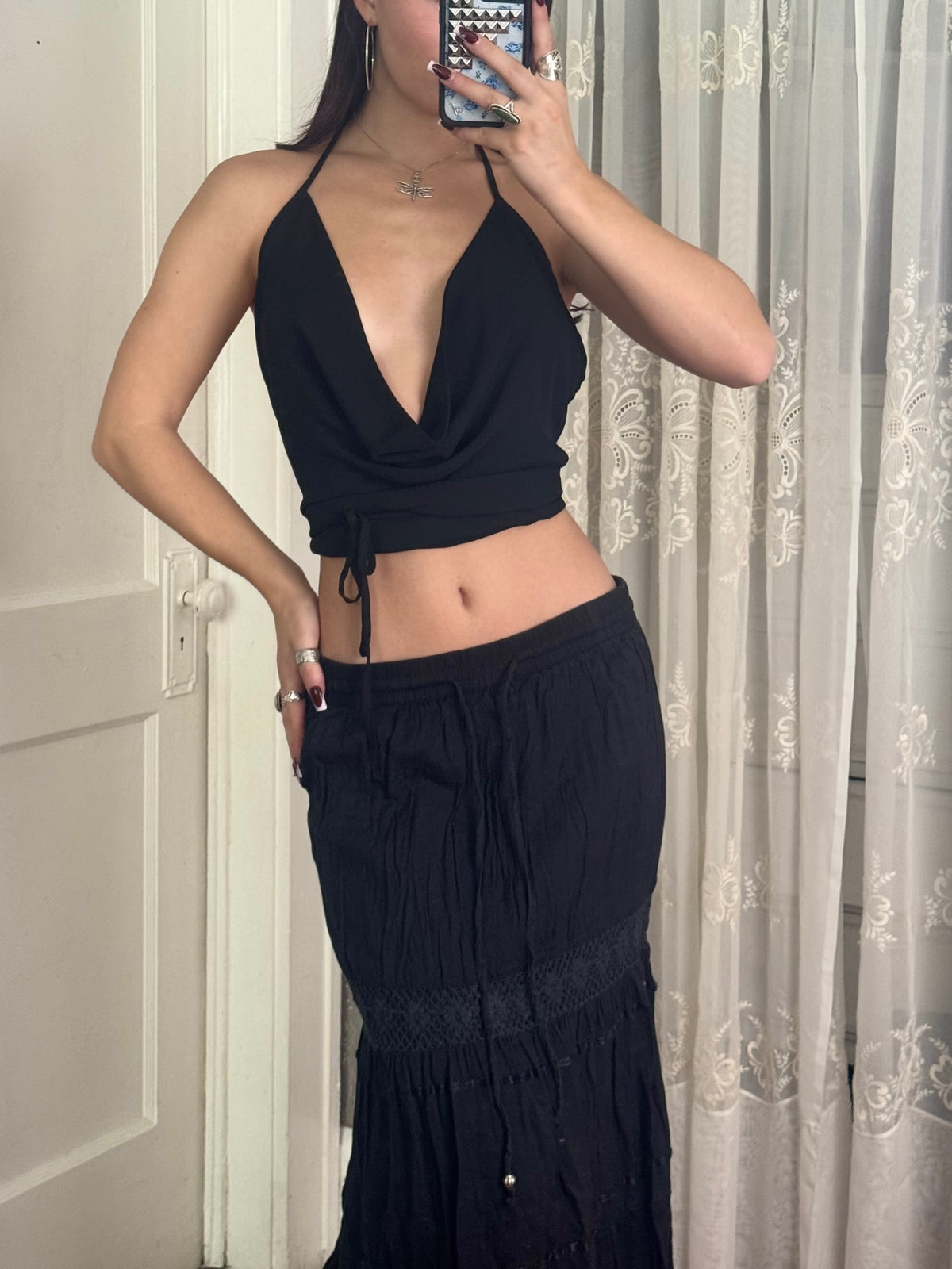 Y2K Cotton Maxi Skirt | Size 30" Waist