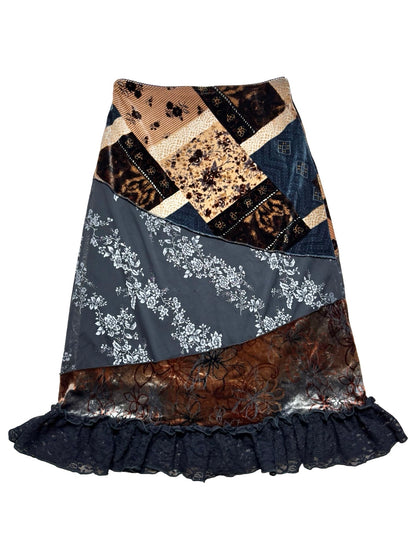Patchwork 90’s Midi Skirt | Size 26” waist