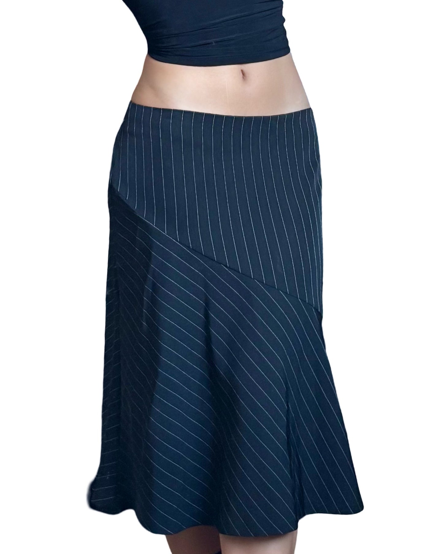 Pinstripe 90’s Midi Skirt | Size 30” waist