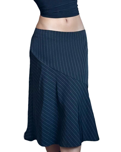 Pinstripe 90’s Midi Skirt | Size 30” waist