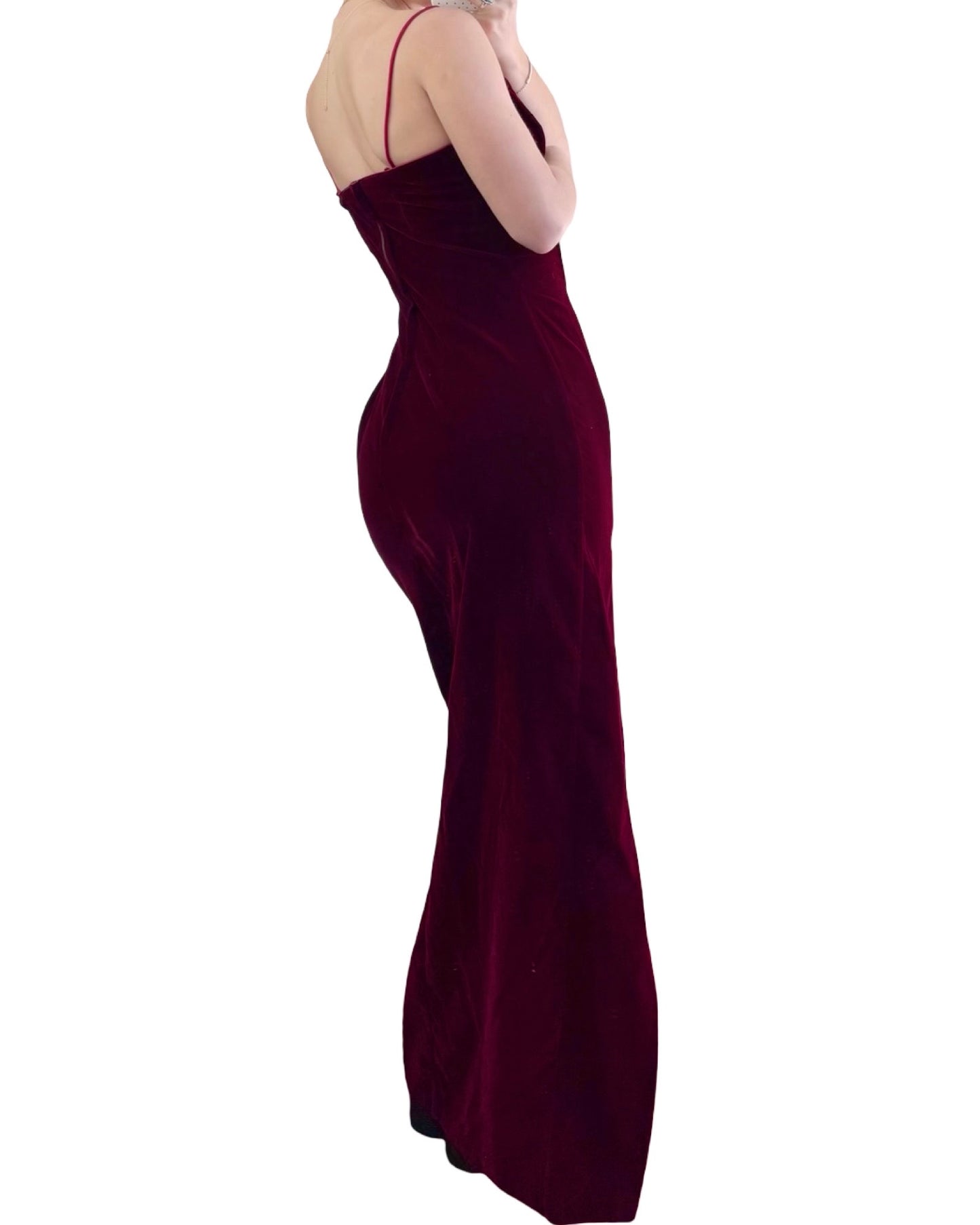 LA Burgundy 90's Velvet Maxi Dress | Size M