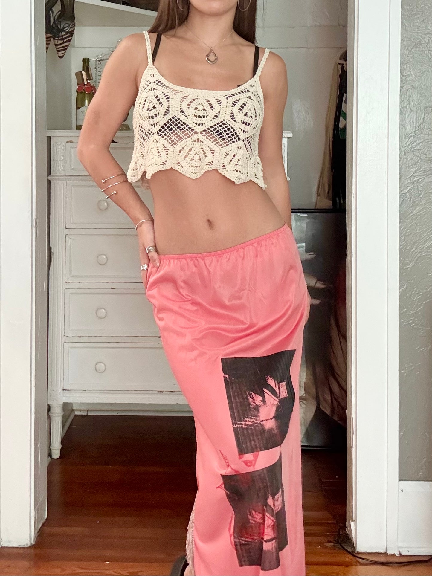 Graphic 00's Slip Skirt | Size 26” waist