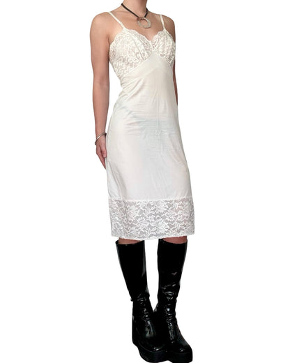 Ivory 90's Lace Hem Slip Dress | Size S