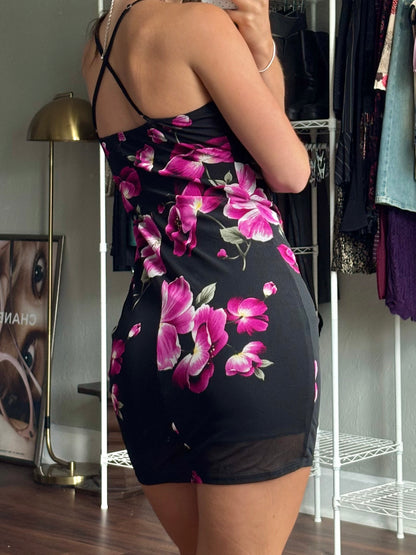 Mesh Floral Mini Dress | Size S