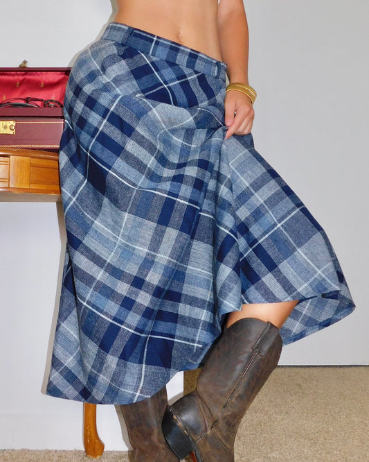 Chloe Blue Plaid Maxi | Size 29” waist