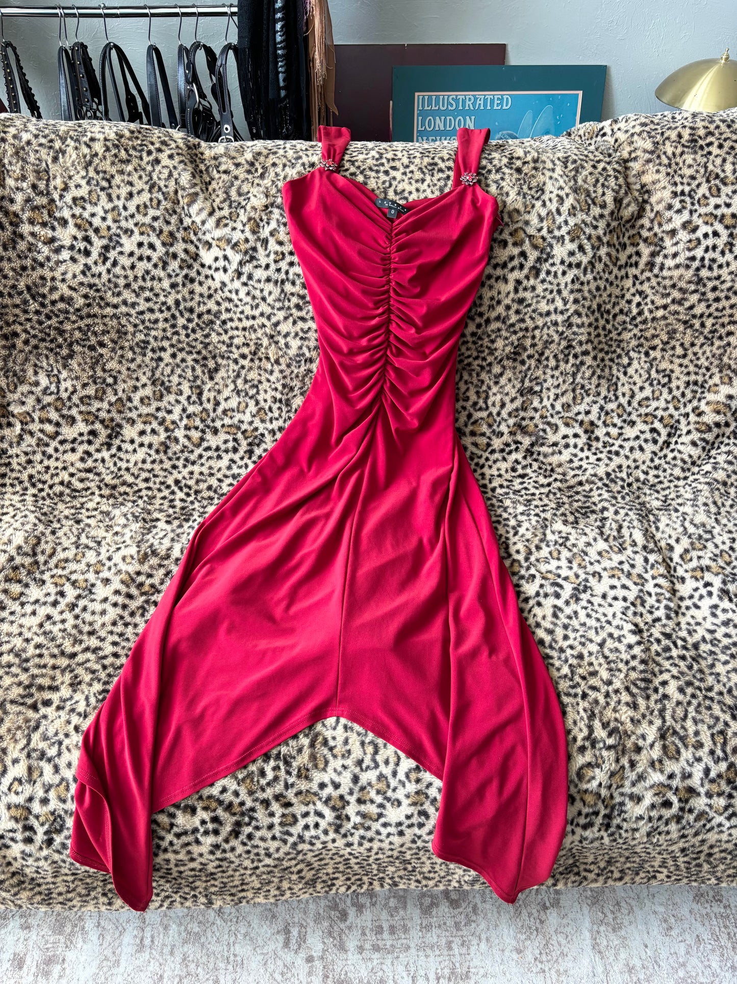 Shelli Segal 00's Ruched Dress | Size XS