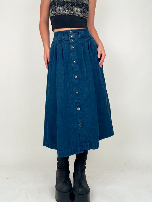 Denim Button Maxi | Size 23” waist