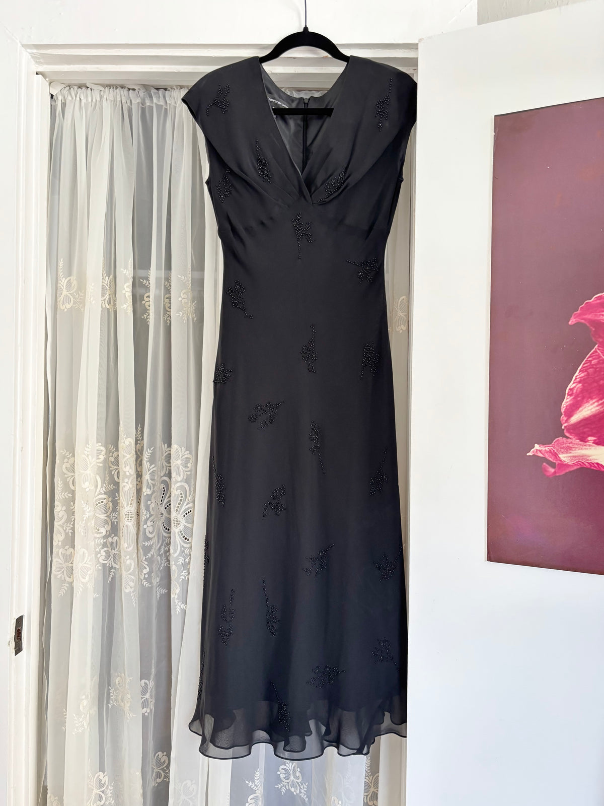 Jones New York 90's Silk Beaded Dress | Size 8