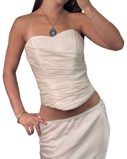 Draped 90's Ivory Corset | Size S