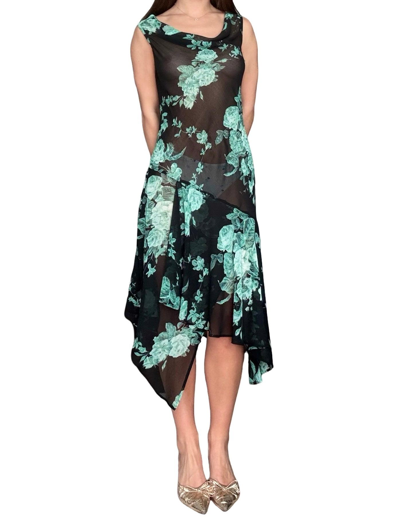 Connected 00's Beaded Mesh Dress | Size M