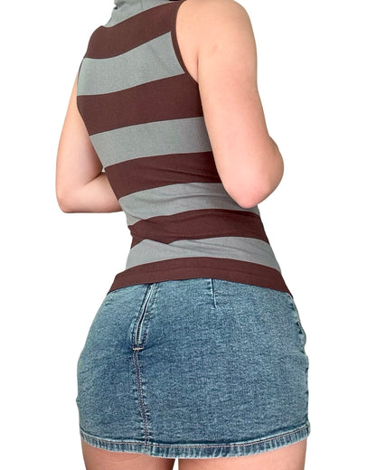 F&F 00's Stripe High Neck Top | OS