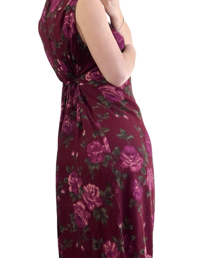 Red 90's Tie Back Midi Dress | Size M