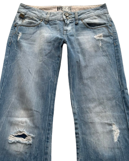 TRF Low-Rise Distressed Wide Leg Jean | Size 4