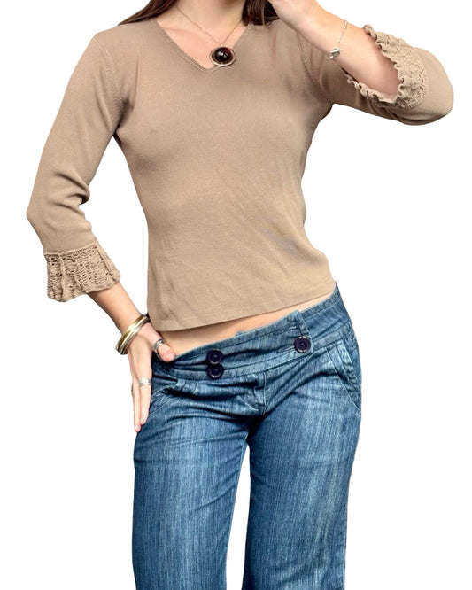 Joseph A. 90's Crochet Trim Knit | Size M