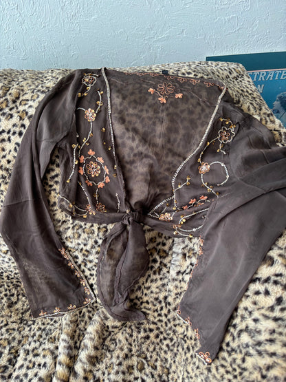 Mesh 00's Beaded Tie Top | Size S