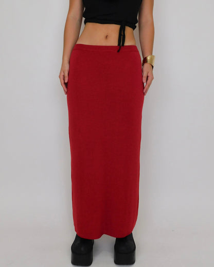 90’s Red Knit Maxi Skirt | Size S
