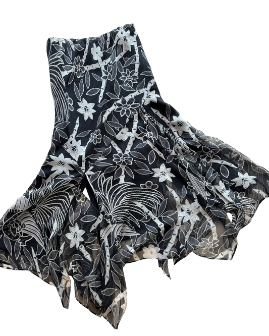 Floral Asymmetric Y2K Skirt | Size 24”-32” waist