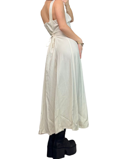 Ivory 90's Lace Back Maxi Dress | Size 7