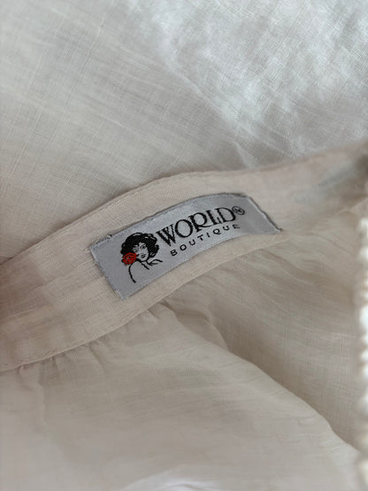 World 80's Linen Midi Skirt | Size 24" Waist