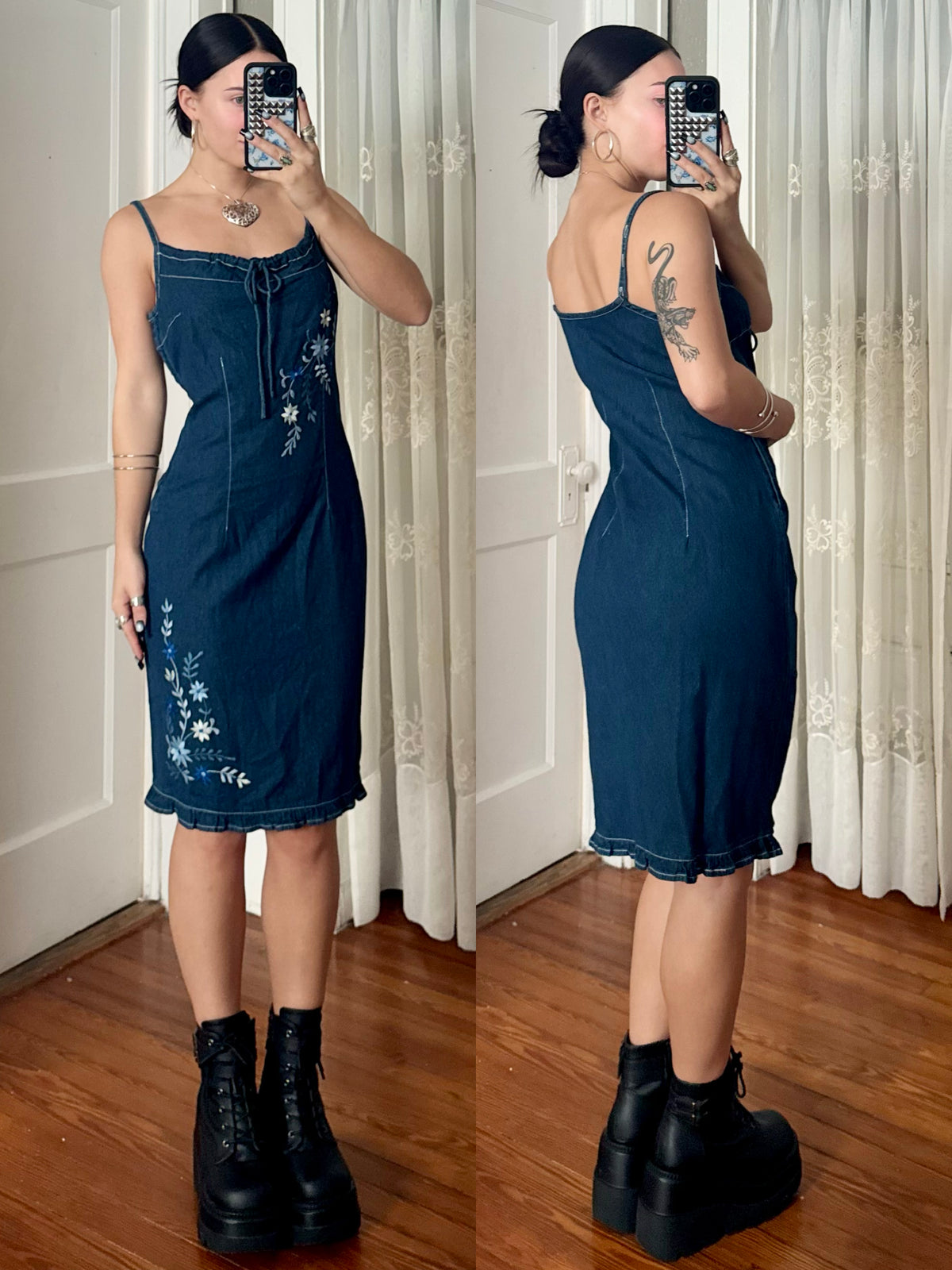 90's Embroidered Dress | Size M