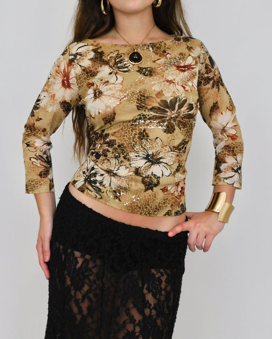 Mesh Floral Long Sleeve | Size M