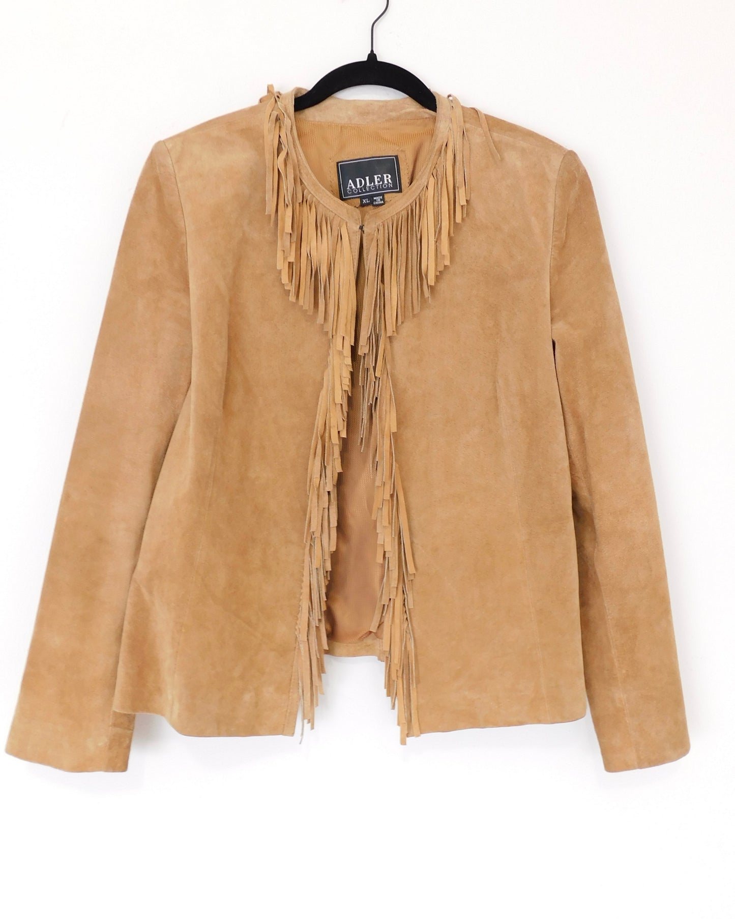 Brown Fringe Leather Jacket | Size XL