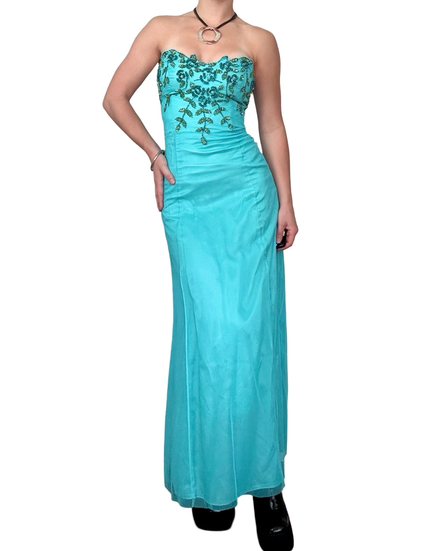 JS 00's Beaded Mesh Gown | Size 2