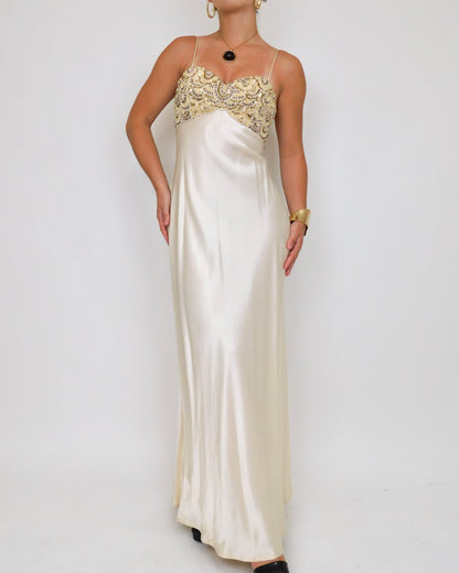 Cream Beaded Gown | Size 2