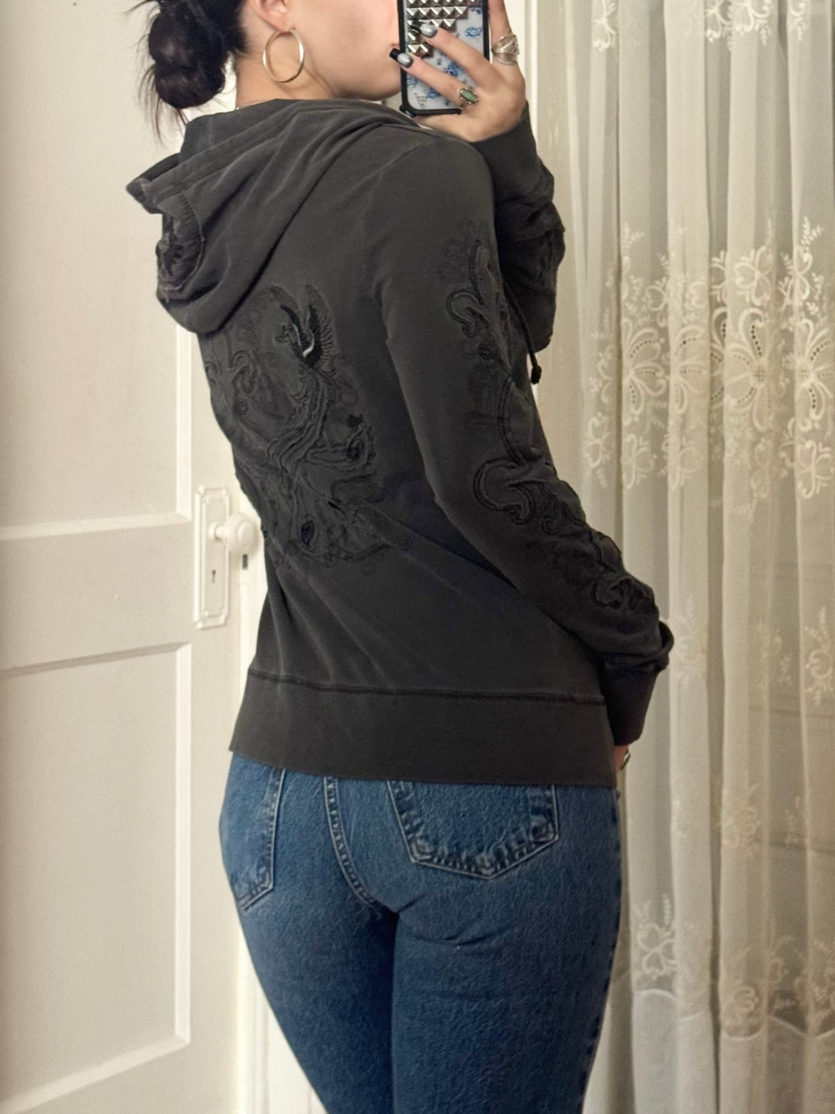 Y2K Embroidered Back Jacket | Size L