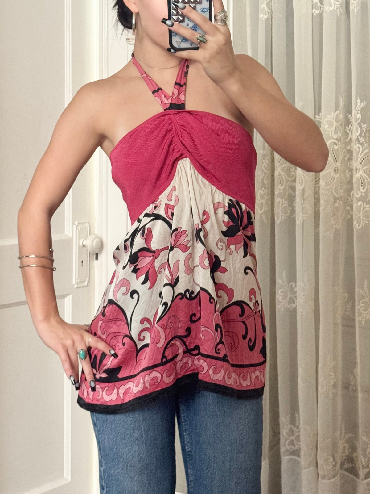 Y2K Bebe Silk Halter | Size L
