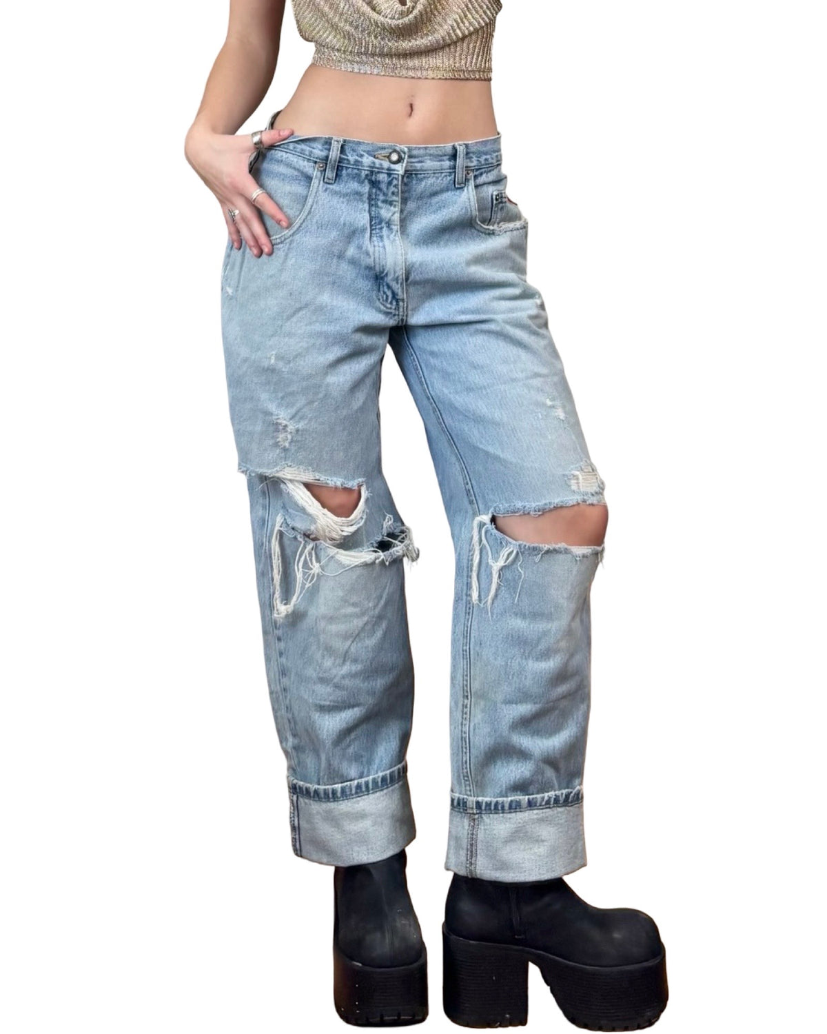 Gold Crest 90's Distressed Denim | Size 31” Waist