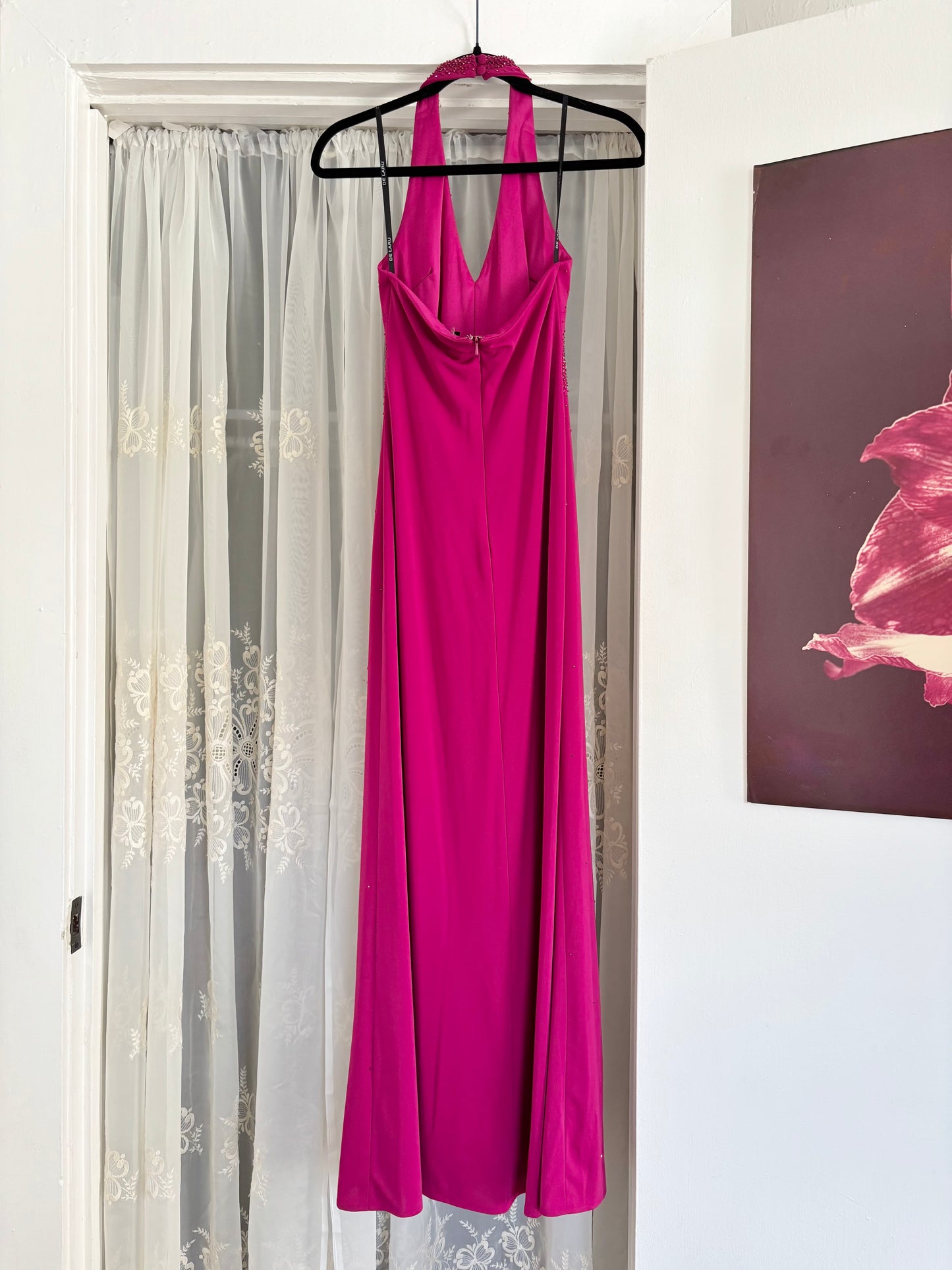 De Laru 90's Beaded Halter Gown | Size 5/6