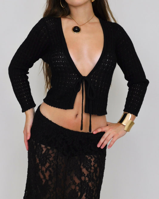 Y2K Crochet Tie Cardigan | Size S
